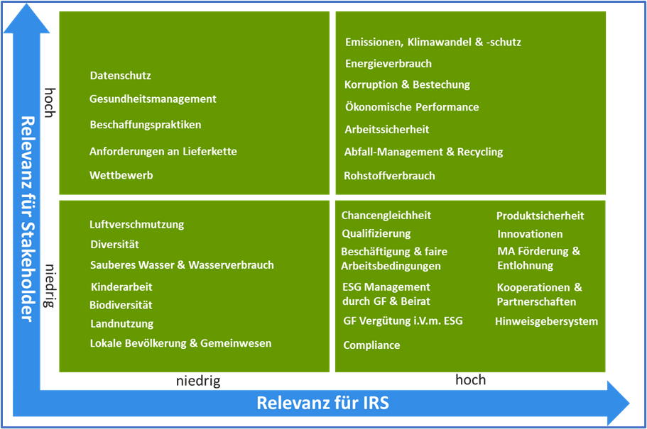 Abbildung 5: Wesentlichkeitsanalyse - IRS Group