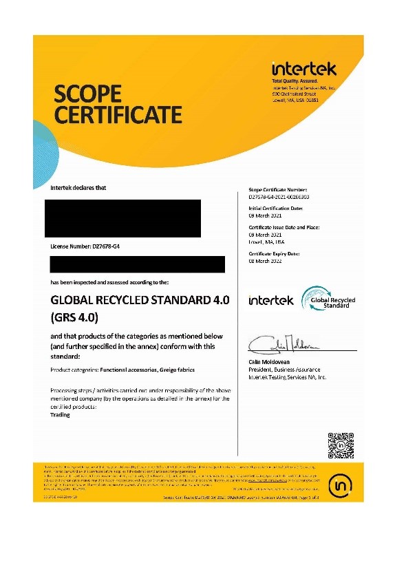 Zertifikat Post Consumer Waste